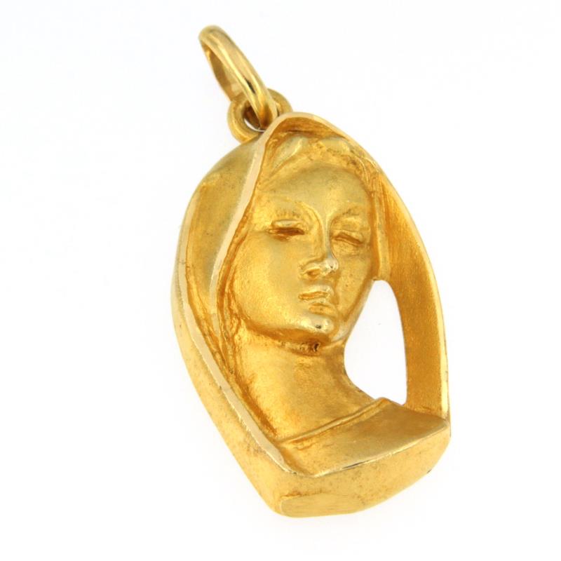 MEDAGLIETTA RELIGIOSA ORO GIALLO 750/1000 VOLTO MADONNA - 