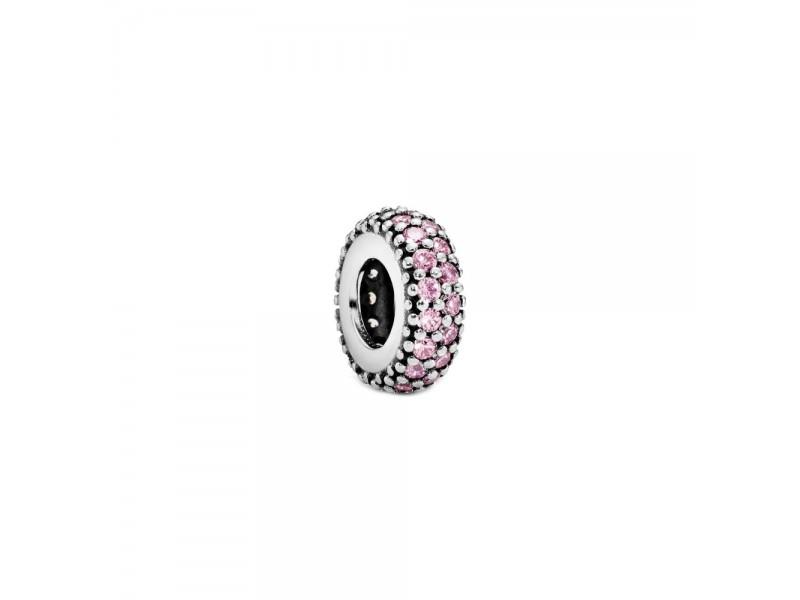 PANDORA - CHARM - ARGENTO 925/1000 DISTANZIATORE ROSA SCINTILLANTE - PANDORA