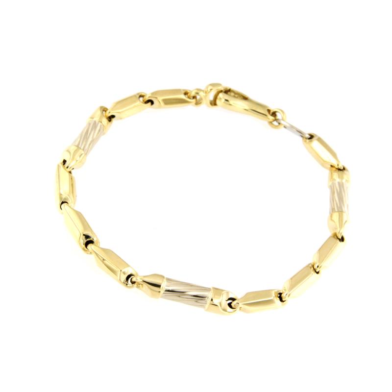 BRACCIALE DUE ORI 750/1000 MAGLIA SEGMENTI TUBOLARI - CM. 21 - 