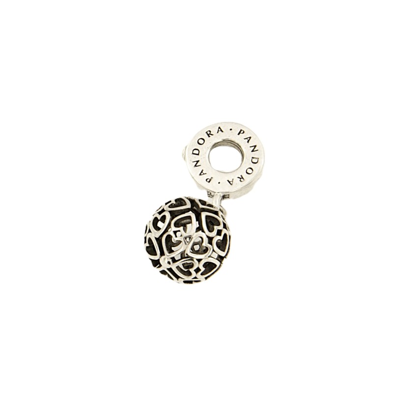 PANDORA - CHARM - ARGENTO 925/1000 - MOD. OPENWORK CUORI PENDENTE - PANDORA