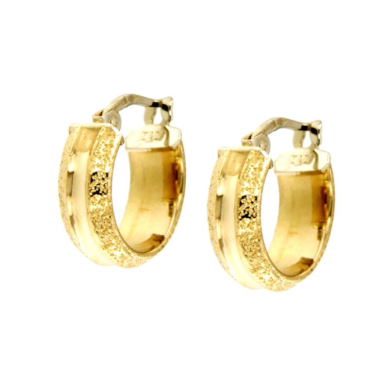 COPPIA ORECCHINI ORO GIALLO 750/1000 CERCHIETTI SEMI-DIAMANTATI - 