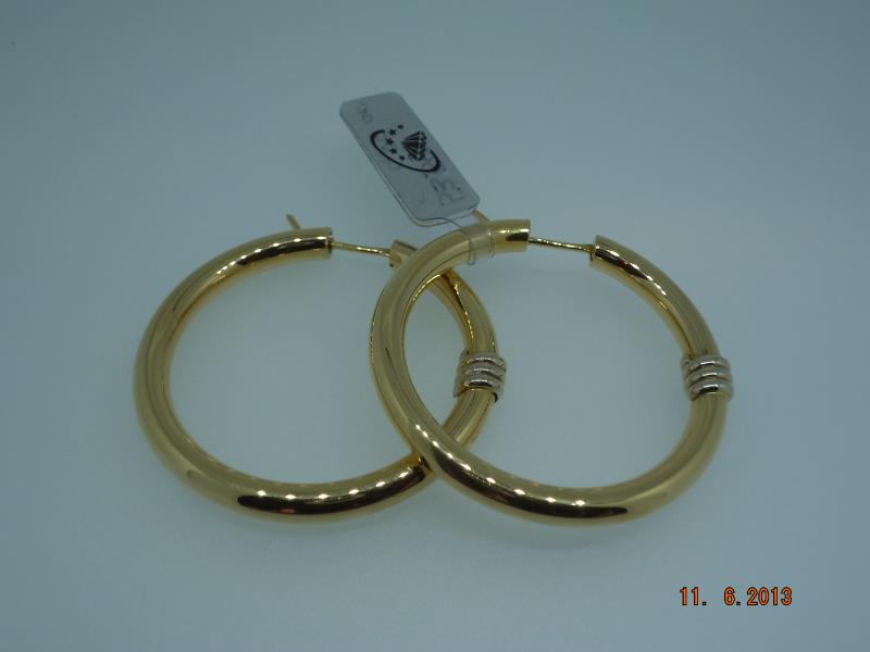 COPPIA ORECCHINI DUE ORI 750/1000 CERCHI BOMBATI - 
