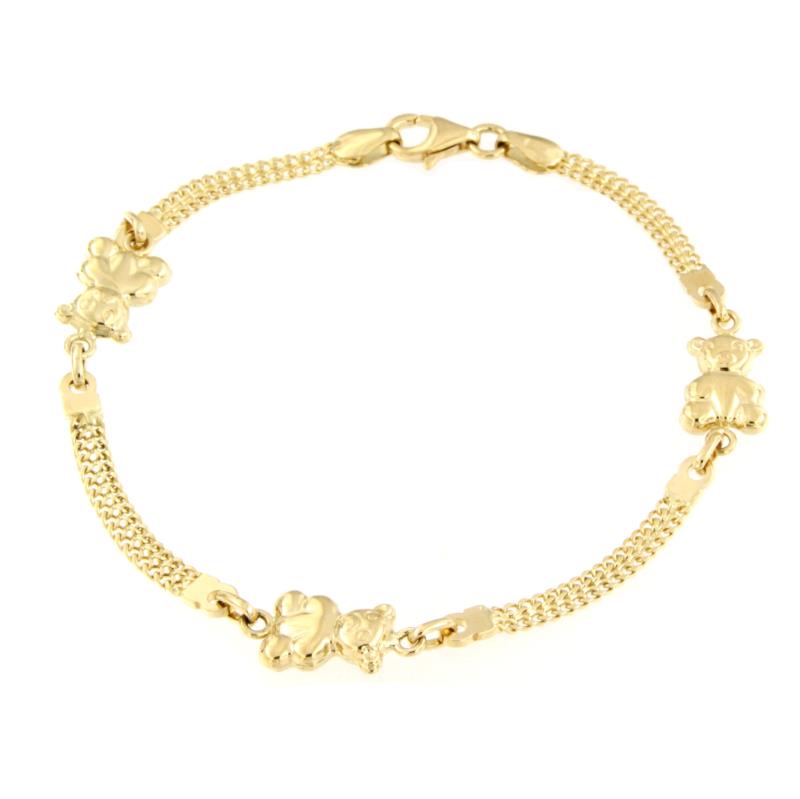 BRACCIALE ORO GIALLO 750/1000 MAGLIA PIATTA CON ORSETTI - CM. 18 - 