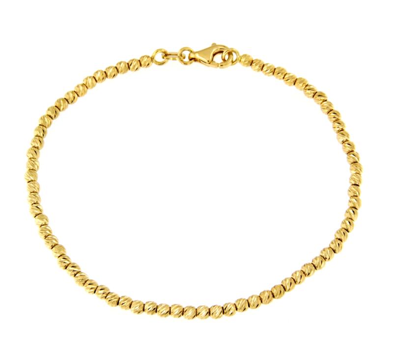 BRACCIALE ORO GIALLO 750/1000 MAGLIA A SFERE DIAMANTATE - CM 19 - 