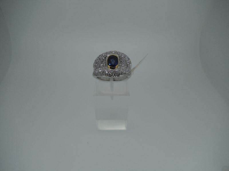 ANELLO ORO BIANCO 750/1000 CON 1.30 CT DI DIAM E 1.26 CT DI ZAFFIRI - DINI