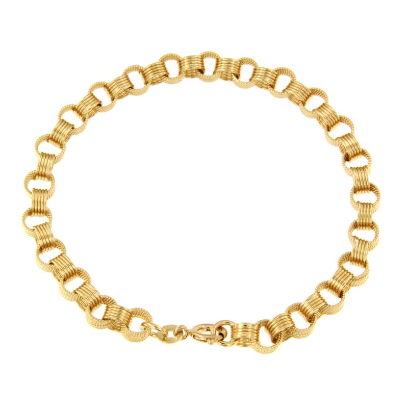 BRACCIALE ORO GIALLO 750/1000 MAGLIA TIPO ROLÒ ZIGRINATA - CM.18.5 - 