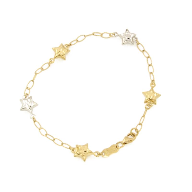 BRACCIALE DUE ORI 750/1000 CON STELLINE - CM 17.5 - 