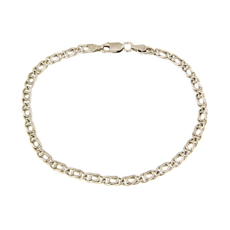 BRACCIALE ORO BIANCO 750/1000 MAGLIA GRUMETTA DOPPIA - CM 20 - 