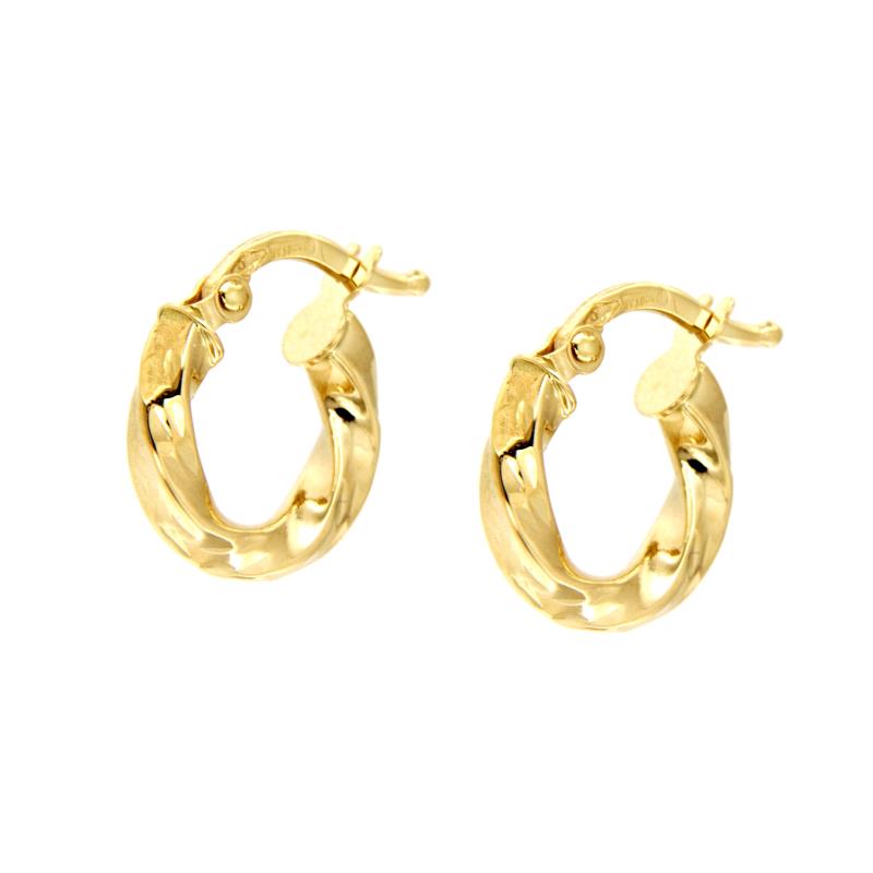 COPPIA ORECCHINI ORO GIALLO 750/1000 CERCHI PICCOLI RITORTI - 