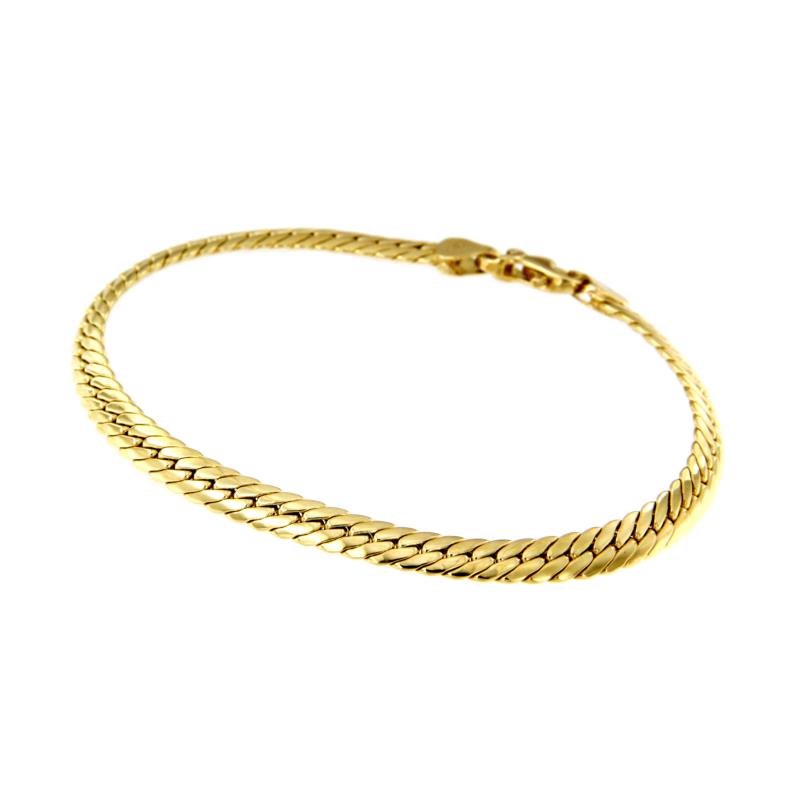 BRACCIALE ORO GIALLO 750/1000 MAGLIA GRUMETTA PIATTA - CM 19  - 