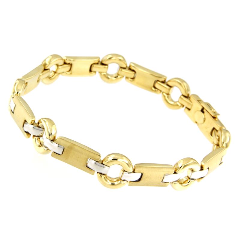 BRACCIALE DUE ORI 750/1000 A SEGMENTI SEMI-SATINATI - CM 19 - 