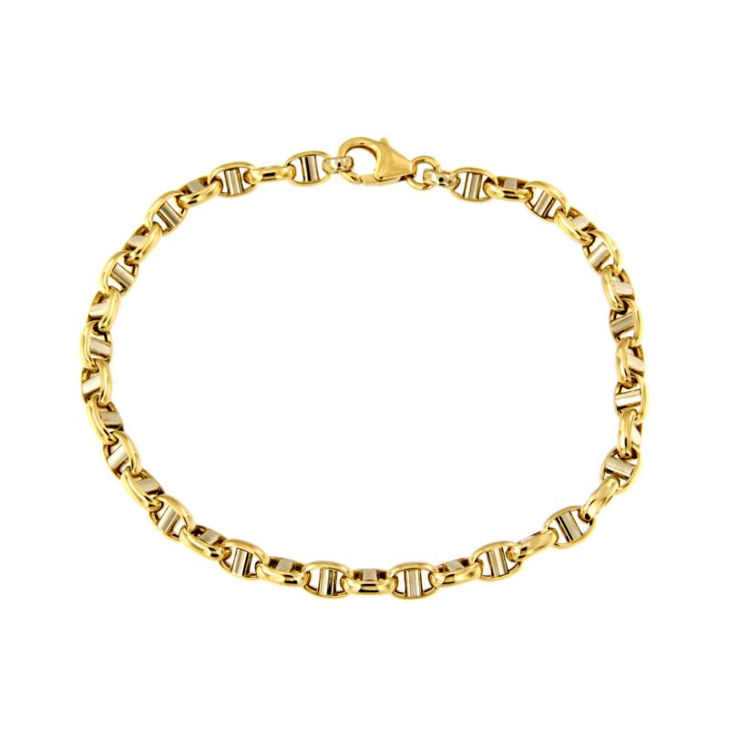 BRACCIALE DUE ORI 750/1000B MAGLIA ROL&Ograve; CON TRAVERSINO - CM 19.5 - 