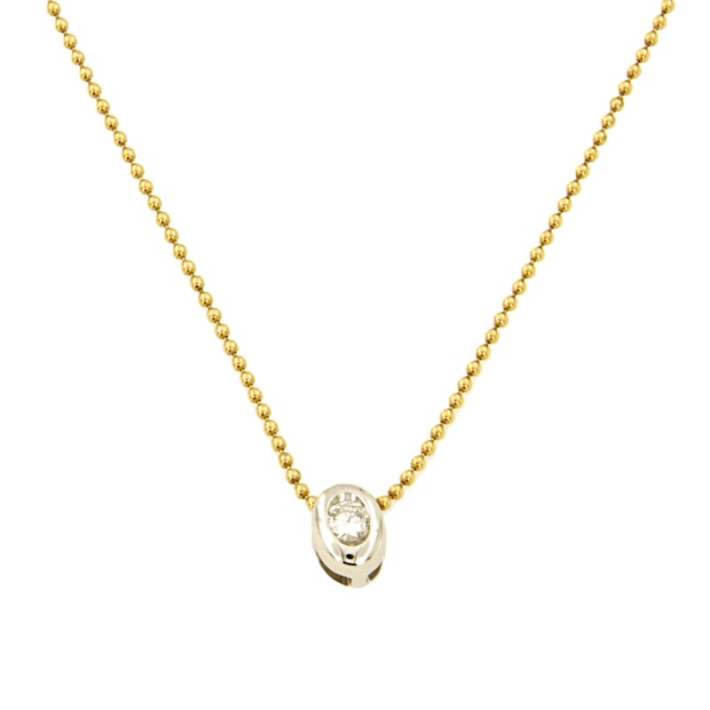 COLLANA DUE ORI 750/1000 PUNTO LUCE A FANTASIA CON DIAMANTE TAGLIO BRILLANTE CT 0.18 H - VS2 - CM. 42 - 