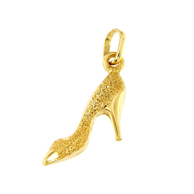 CIONDOLO ORO GIALLO 750/1000 SCARPA SEMI-DIAMANTATA - 