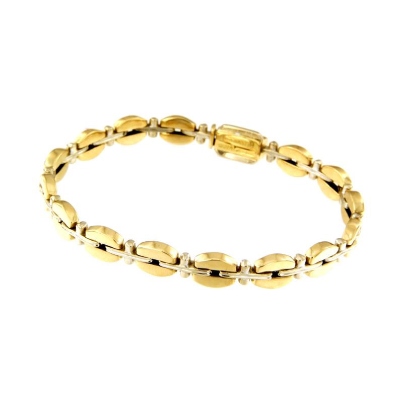 BRACCIALE DUE ORI 750/1000 SEMI-RIGIDO MAGLIA TIPO SEGMENTI - CM 20.5 - 