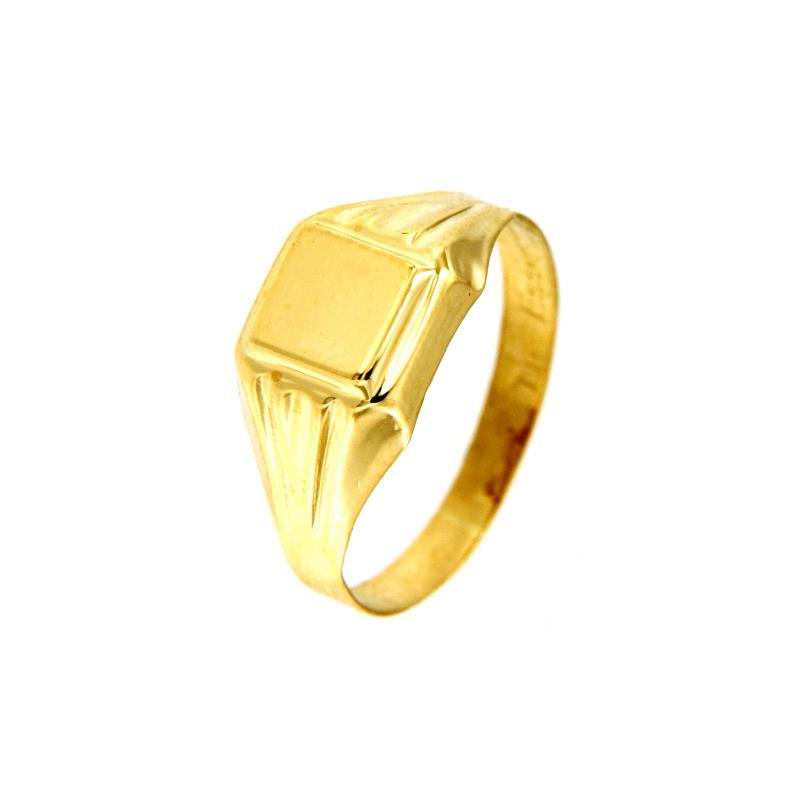 ANELLO ORO GIALLO 750/1000 QUADRATO LAVORATO - MIS 13.5 - 