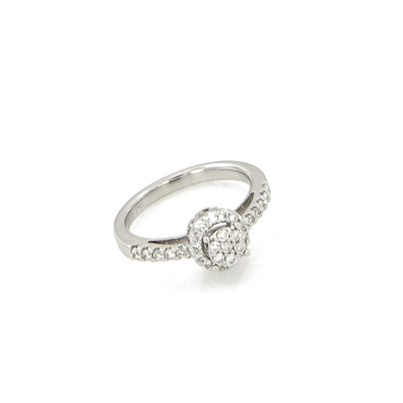ANELLO ORO BIANCO 750/1000 A CONTORNO CON DIAMANTI TAGLIO BRILLANTE CT 0.45 TOTALI G - SI1 - MIS. 13 (MAX 2 MISURE) - 