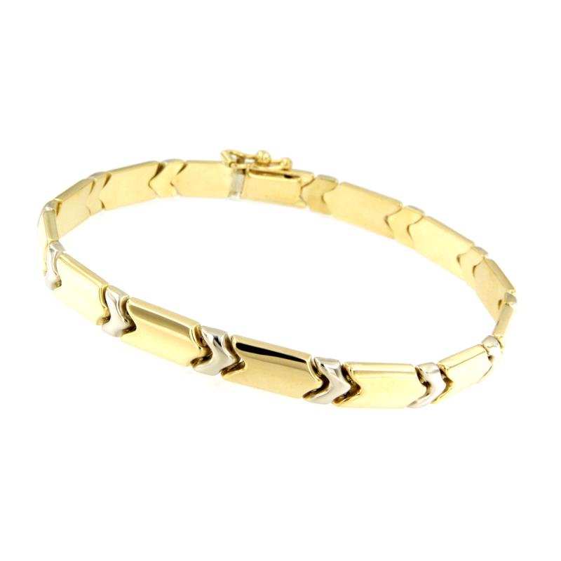 BRACCIALE DUE ORI 750/1000 MAGLIA SEGMENTI - CM. 19 - 