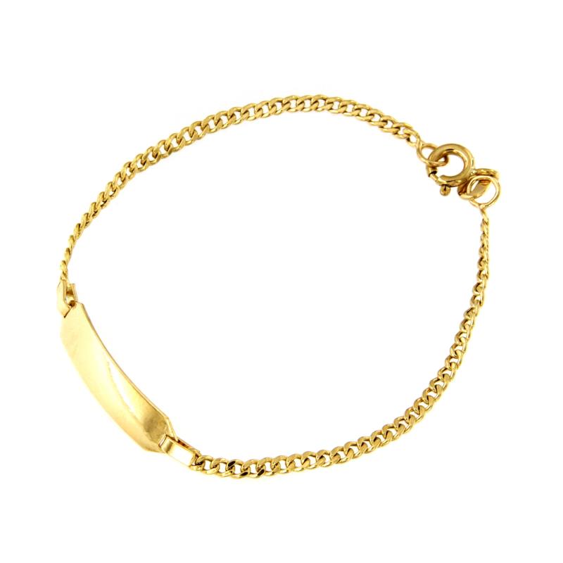 BRACCIALE ORO GIALLO 750/1000 MAGLIA GRUMETTA CON TARGHETTA - CM 17 - 