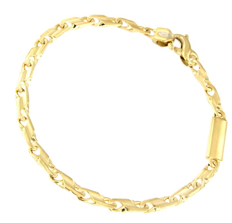 BRACCIALE ORO GIALLO 750/1000 MAGLIA TIPO GRUMETTA DOPPIA CON TARGHETTA - CM. 21 - 