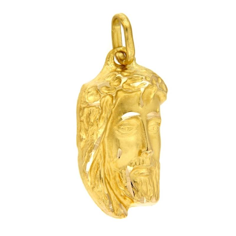 MEDAGLIETTA RELIGIOSA ORO GIALLO 750/1000 VOLTO DI CRISTO - 