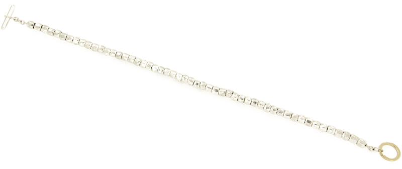 BRACCIALE ARGENTO 925/1000 CON GRANELLI E BRIS&Egrave; IN ORO GIALLO 750/1000 - CM. 19 - DODO