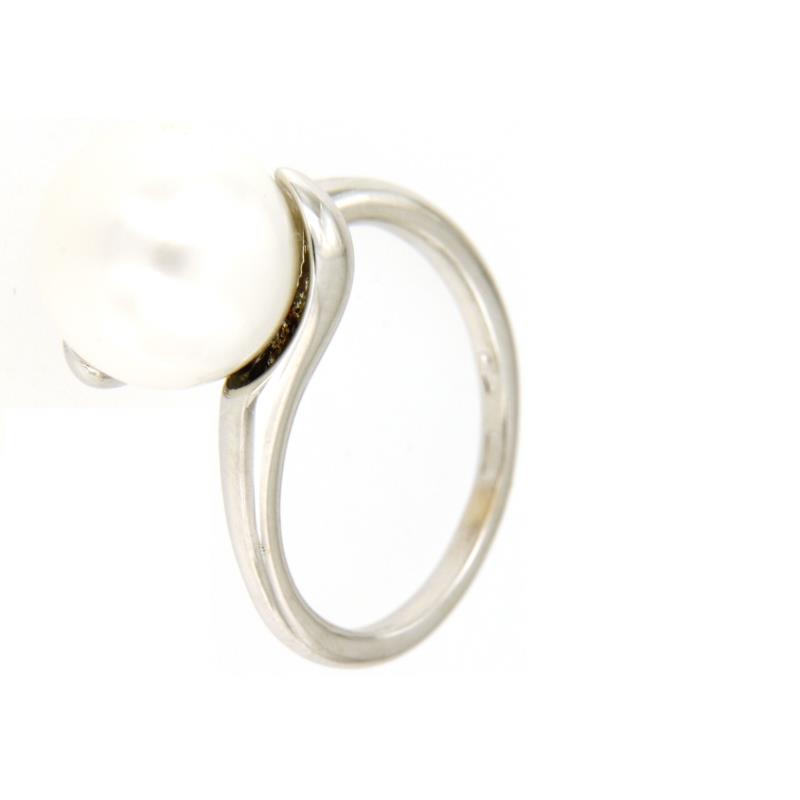 ANELLO ORO BIANCO 750/1000 CON PERLA DI ACQUA DOLCE - MIS. 11 - 