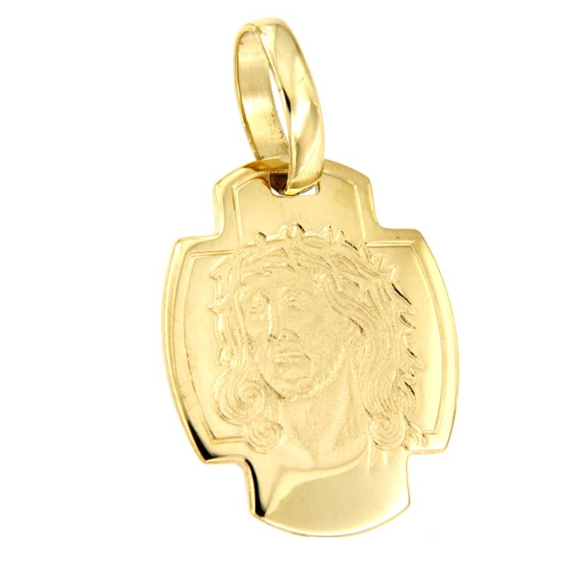 CIONDOLO ORO GIALLO 750/1000 CROCE CON VOLTO DI CRISTO - 