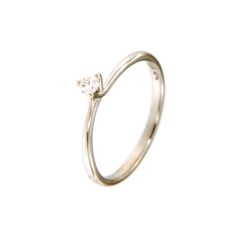 SOLITARIO ORO BIANCO 750/1000 CON DIAMANTE TAGLIO BRILLANTE CT 0.08 G - SI1 - MIS. 13.5 - 