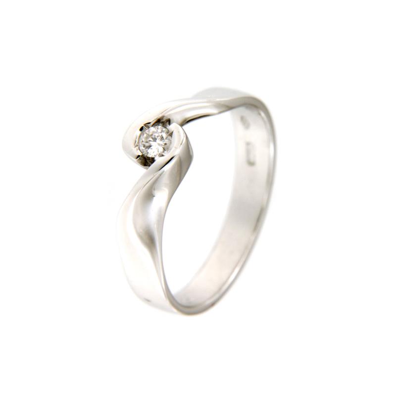 DONNAORO - SOLITARIO  ORO BIANCO 750/1000  CON DIAMANTE TAGLIO BRILLANTE CT 0.09 G - VS2 - MIS. 15 - DONNA ORO