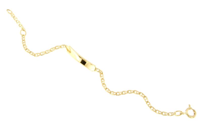 BRACCIALE ORO GIALLO 750/1000 MAGLIA GRUMETTA CON TRAVERSINO E TARGHETTA - CM. 15.5 - 