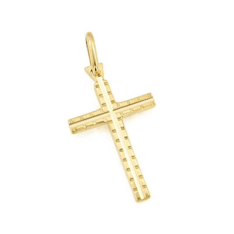 CIONDOLO ORO GIALLO 750/1000 CROCE LAVORATA - 