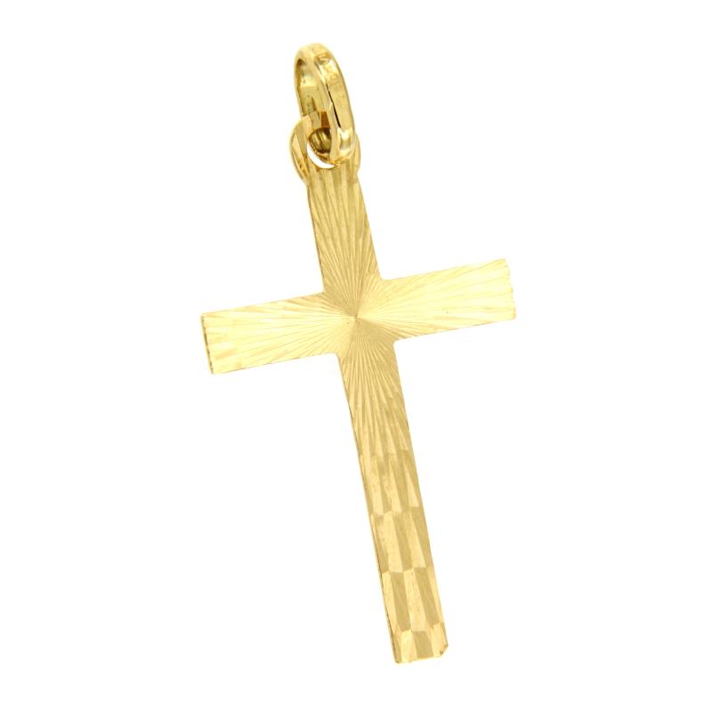 CIONDOLO ORO GIALLO 750/1000 CROCE LAVORATA - 