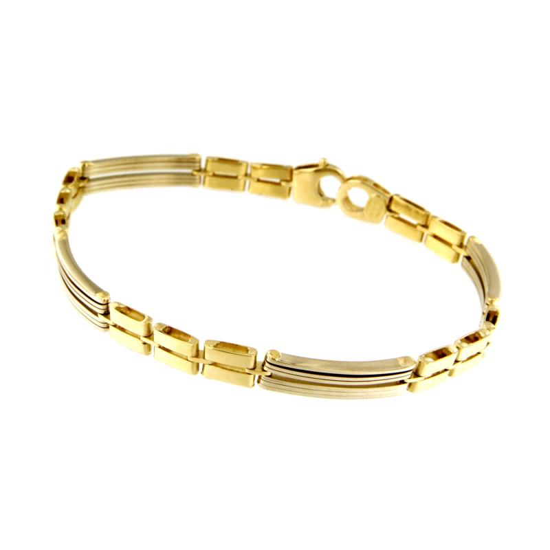 BRACCIALE DUE ORI750/1000 MAGLIA 3+1 A SEGMENTI - CM 21,5 - 