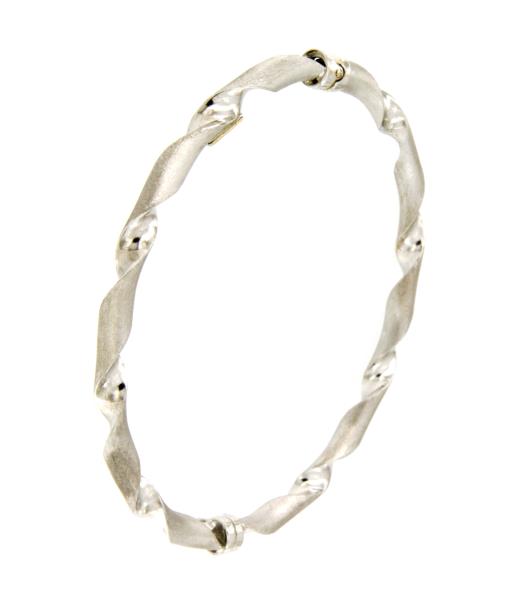 BRACCIALE ORO BIANCO 750/1000 SCHIAVA RITORTO SEMI-SATINATO - 