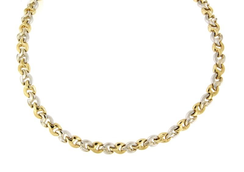 GIROCOLLO DUE ORI 750/1000 A SEGMENTI SEMI-SATINATI - CM. 45 - 