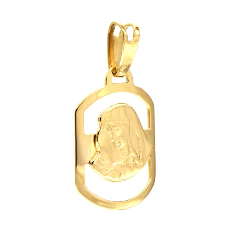 MEDAGLIETTA RELIGIOSA ORO GIALLO 750/1000 VOLTO MADONNA - 