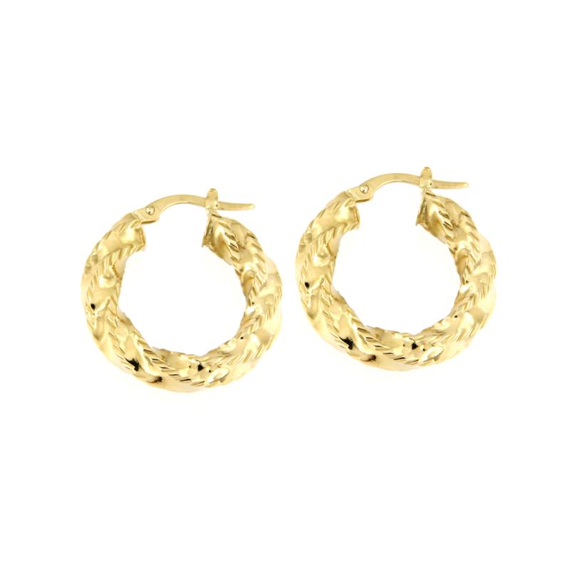 COPPIA ORECCHINI ORO GIALLO 750/1000 CERCHIO RITORTI - 