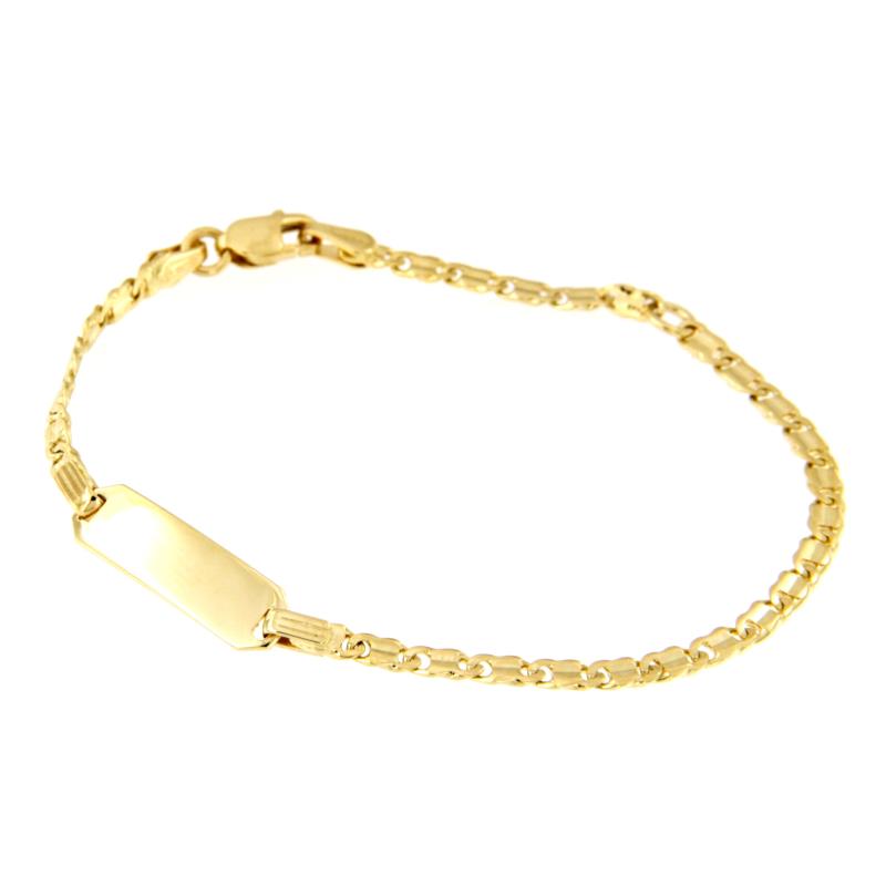 BRACCIALE ORO GIALLO 750/1000 MAGLIA GRUMETTA PIENA CON TARGHETTA - CM 15 - 