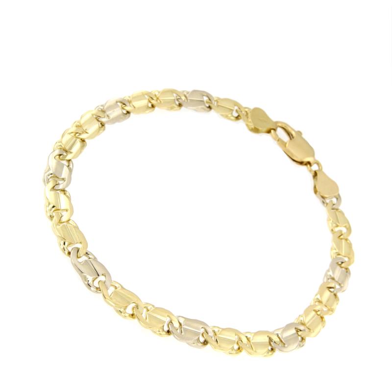 BRACCIALE DUE ORI 750/1000 MAGLIA GRUMETTA DOPPIA PIENA - CM 23 - 