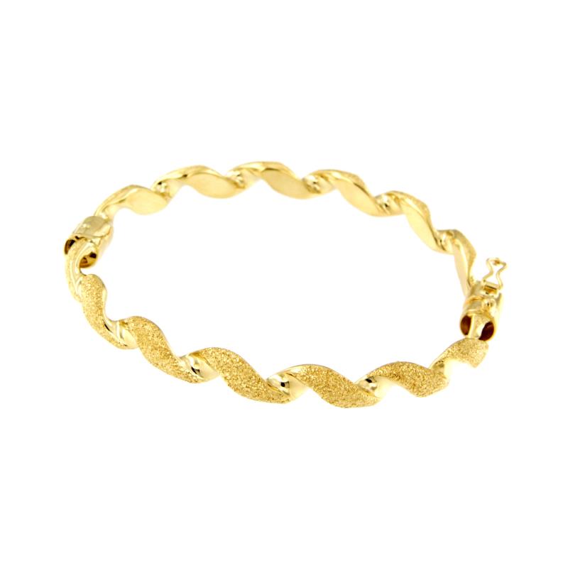 BRACCIALE ORO GIALLO 750/1000 RIGIDO RITORTO SEMISATINATO - 