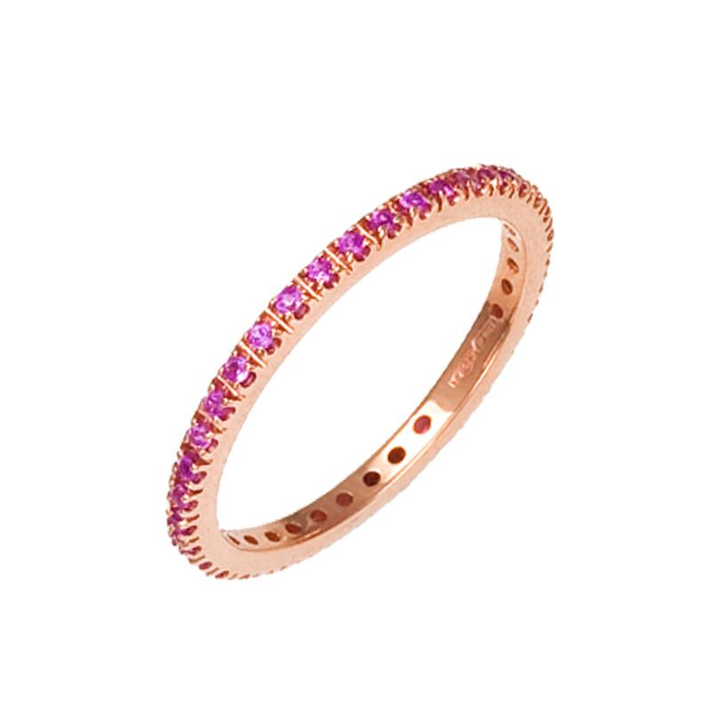 IRIDE - ETERNELLE ORO ROSA 750/1000 CON ZAFFIRI ROSA MIS. 12 - LAURENZA GIOIELLI