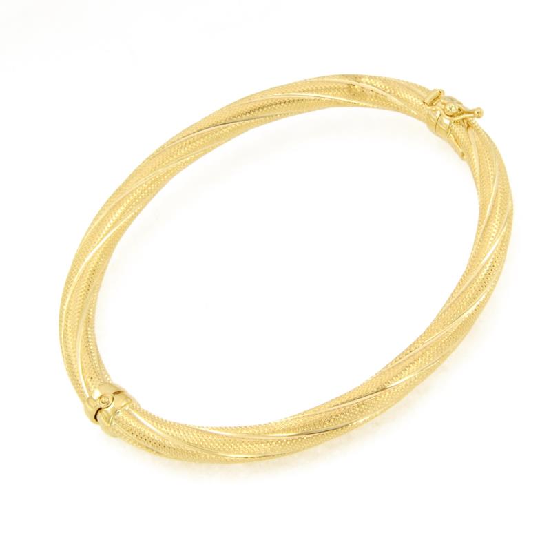 BRACCIALE ORO GIALLO 750/1000 RIGIDO RITORTO ZIGRINATO - 