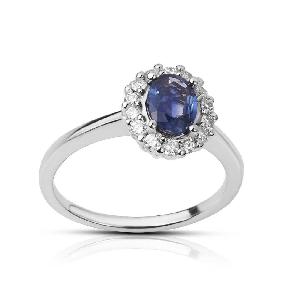 EGO' - ANELLO ORO BIANCO CON ZAFFIRO - LAURENZA GIOIELLI