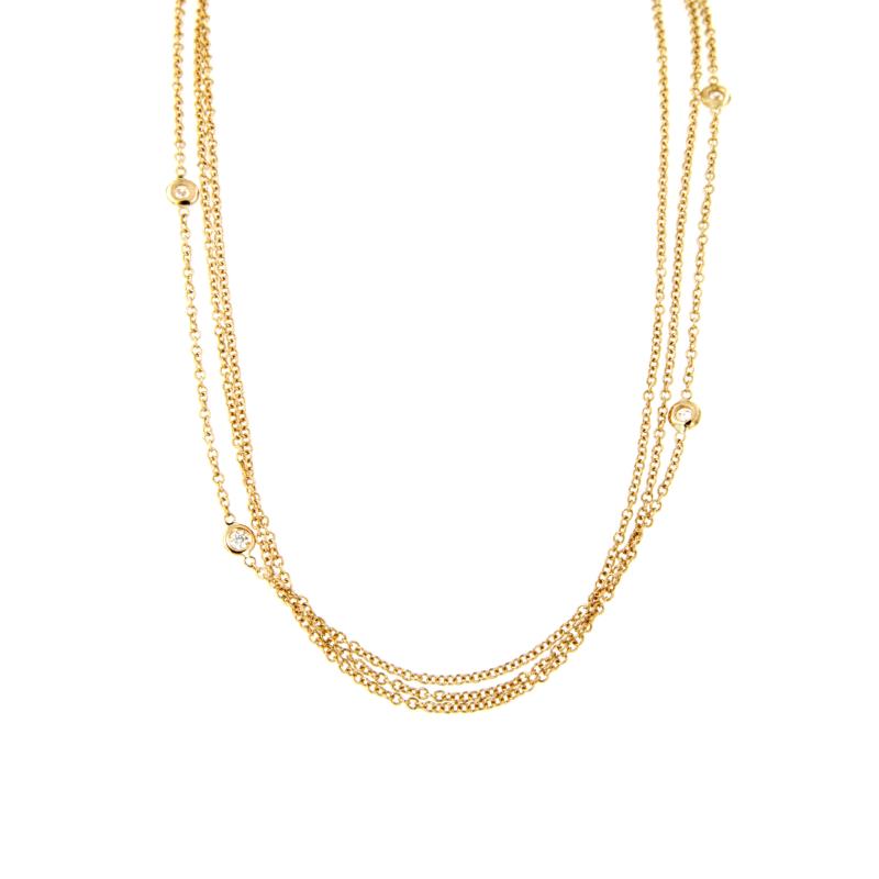 GIROCOLLO ORO ROSA 750/1000 MAGLIA ROL&Ograve; CON PUNTI LUCE A CIPOLLINO E DIAMANTI TAGLIO BRILLANTE CT 0.16 TOTALI G - VS - CM. 41 - 