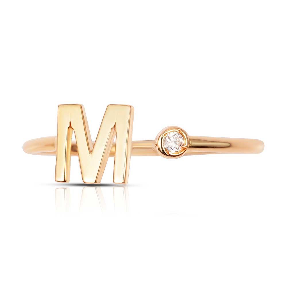 Porta Anelli Collana Donna S925 Argento Lettera M Geometrica Rosa Oro – Regalo Idea Per Matrimonio, Compleanno E Festa Della Mamma