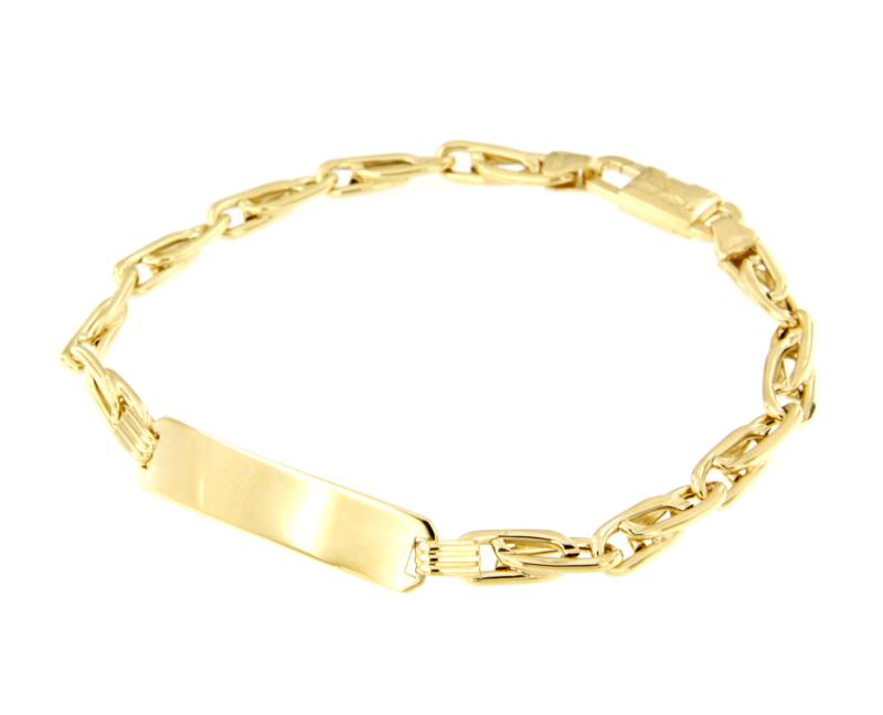 BRACCIALE ORO GIALLO 750/1000 MAGLIA GRUMETTA DOPPIA CON TARGHETTA - CM 18.5 - 