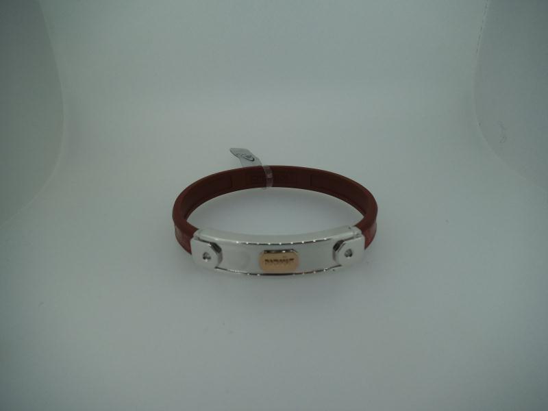 BRACCIALE BARAKA ORO BIANCO CON 2 DIAMANTINI 0,06 CON CINTURINO COLORATO BR21032 - 