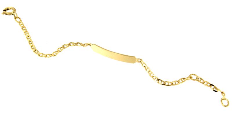 BRACCIALE ORO GIALLO 750/1000 MAGLIA GRUMETTA CON TRAVERSINO E TARGHETTA - CM 14 - 