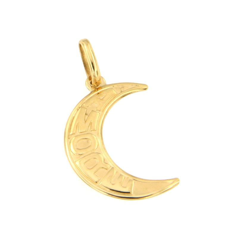 CIONDOLO ORO GIALLO 750/1000 LUNA CON SCRITTA AMORE - 